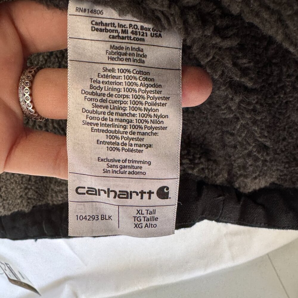 Carhartt Sherpa Lined Work Jacket – Black XL Tall - Picture 6 of 6